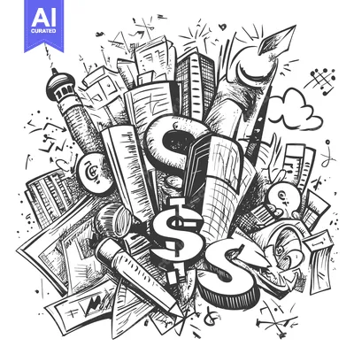 Aset premium populer: Hand-drawn Illustration of Skyscrapers and Dollar Signs