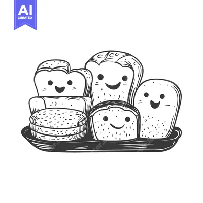 Aset premium populer: Hand-Drawn Illustration of Smiling Bread in a Tray