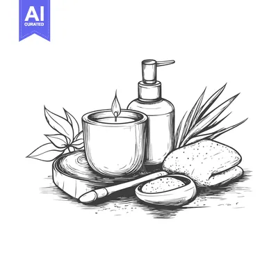 Popular premium asset: Hand-Drawn Illustration of Spa Essentials on a Wooden Surface