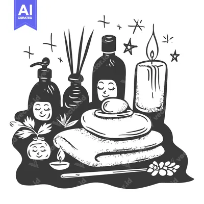 Aset premium populer: Hand-Drawn Illustration of Spa Items with Facial Expressions