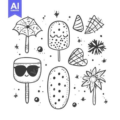 Popular premium asset: Hand-drawn Illustration of Summer-Themed Popsicles with Sunglasses and