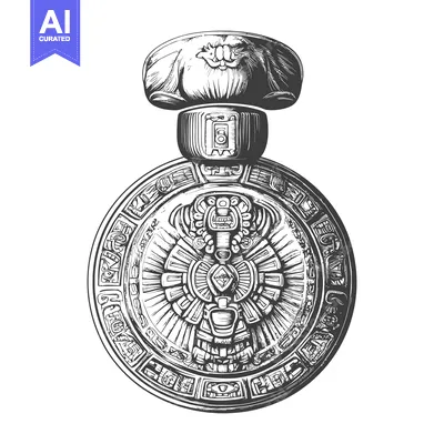Aset premium populer: Hand-Drawn Illustration of the Aztec Calendar Stone