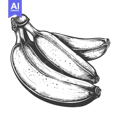 Aset desain premium: Hand-Drawn Illustration of Three Bananas in Black and White