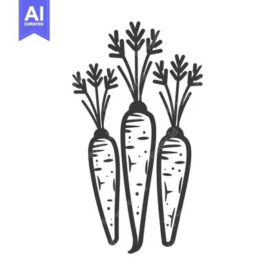 Aset premium populer: Hand-Drawn Illustration of Three Carrots with Greenery