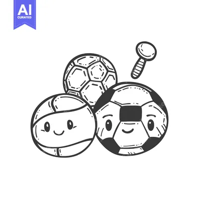 Premium design asset: Hand-drawn Illustration of Three Cartoon Balls with Faces