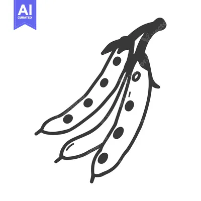 Aset premium populer: Hand-Drawn Illustration of Three Green Peas in a Pod
