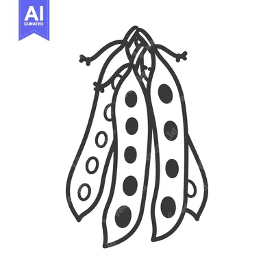 Aset desain premium: Hand-drawn Illustration of Three Pea Pods