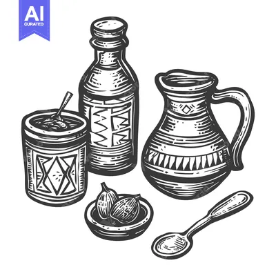 Aset desain premium: Hand-Drawn Illustration of Traditional South American Yerba Mate Set