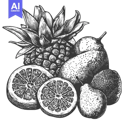 Aset premium populer: Hand-drawn Illustration of Tropical Fruits