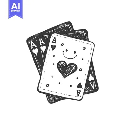 Hand-drawn Illustration of Two Ace of Hearts Playing Cards with a Smil
