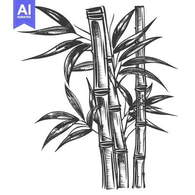 Popular premium asset: Hand-drawn Illustration of Two Bamboo Stalks with Leaves