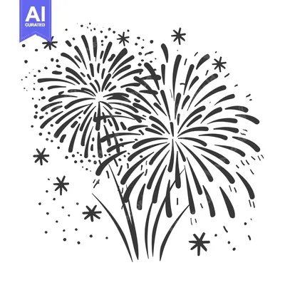 Popular premium asset: Hand-drawn Illustration of Two Black and White Fireworks