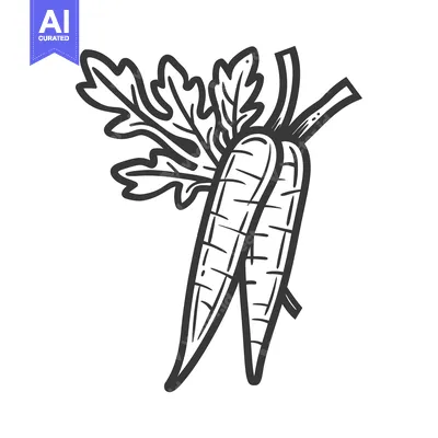Aset premium populer: Hand-Drawn Illustration of Two Carrots with Green Leaves