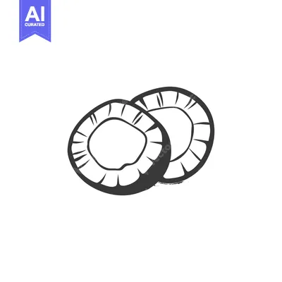 Popular premium asset: Hand-drawn Illustration of Two Coconut Halves