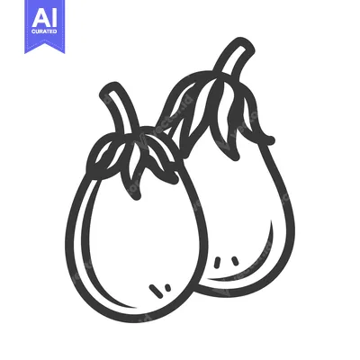 Aset desain premium: Hand-drawn Illustration of Two Eggplants
