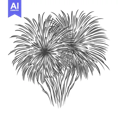 Aset desain premium: Hand-drawn Illustration of Two Tall Grass Plants with Spiky Leaves