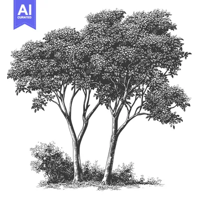 Popular premium asset: Hand-Drawn Illustration of Two Trees with Lush Foliage
