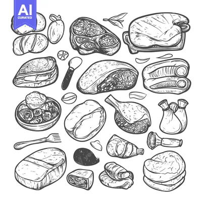 Popular premium asset: Hand-Drawn Illustration of Various Cuts of Meat