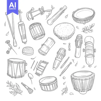 Popular premium asset: Hand-Drawn Illustration of Various Drums and Percussion Instruments