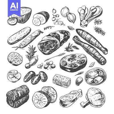 Popular premium asset: Hand-Drawn Illustration of Various Food Items