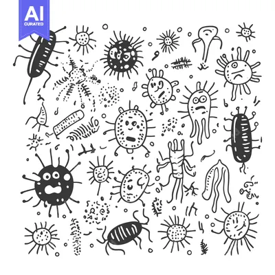 Popular premium asset: Hand-Drawn Illustration of Various Microorganisms with Faces
