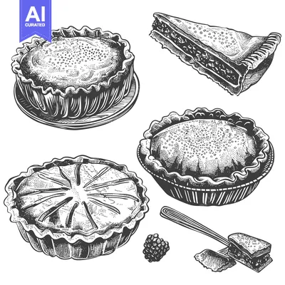 Popular premium asset: Hand-Drawn Illustration of Various Pies and a Blackberry