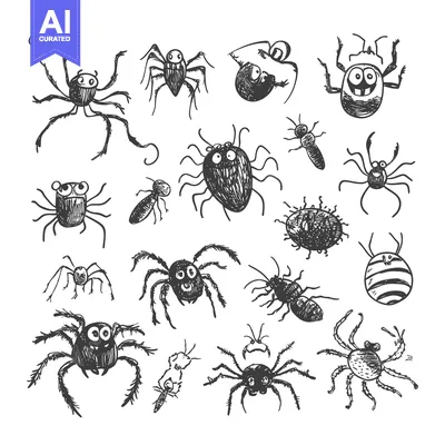 Popular premium asset: Hand-Drawn Illustration of Various Spiders and Insects