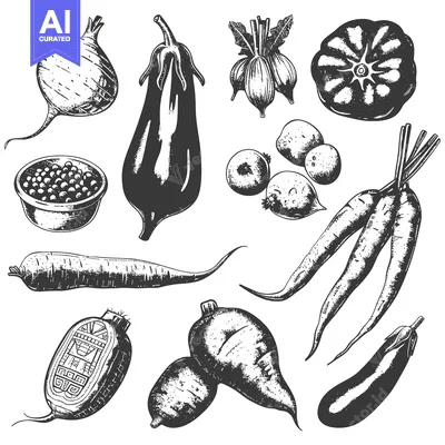 Aset premium populer: Hand-Drawn Illustration of Various Vegetables