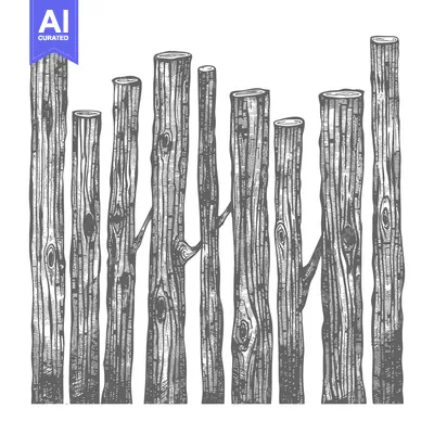 Aset premium populer: Hand-Drawn Illustration of Various Wood Logs