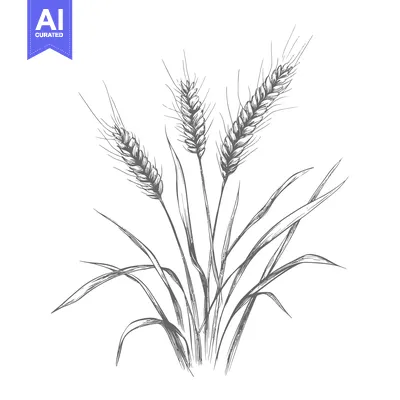 Aset premium populer: Hand-Drawn Illustration of Wheat Stalks with Spikes