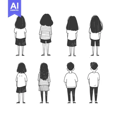 Popular premium asset: Hand-drawn illustrations of people from the back in various casual out