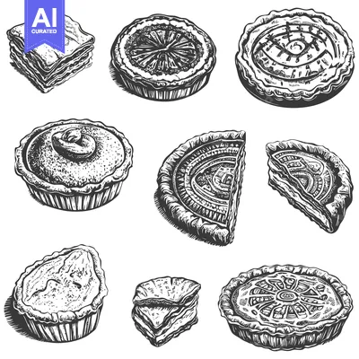 Aset premium populer: Hand-Drawn Illustrations of Pies and Pastry
