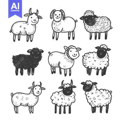 Aset premium populer: Hand-drawn Illustrations of Sheep and Goats