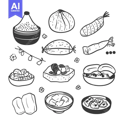 Popular premium asset: Hand-drawn illustrations of various Asian cuisines
