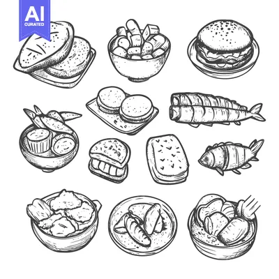 Premium design asset: Hand-Drawn Illustrations of Various Food Items