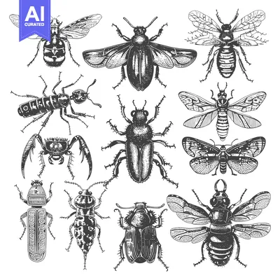 Popular premium asset: Hand-drawn Illustrations of Various Insects