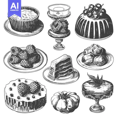 Popular premium asset: Hand-drawn illustrations of various sweet treats and desserts.