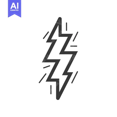 Aset desain premium: Hand-drawn lightning bolt icon with diagonal lines