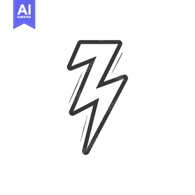 Aset desain premium: Hand-Drawn Lightning Bolt Icon with Diagonal Lines