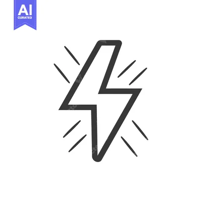 Aset desain premium: Hand-drawn lightning bolt with radiating lines