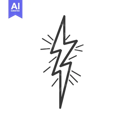 Premium design asset: Hand-Drawn Lightning Bolt with Radiating Lines