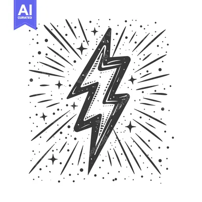 Popular premium asset: Hand-Drawn Lightning Bolt with Stars and Rays