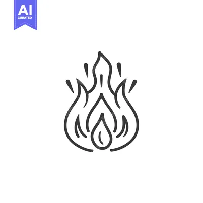 Aset premium populer: Hand-drawn Line Art Illustration of a Fire Flame