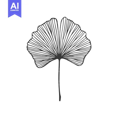 Premium design asset: Hand-Drawn Line Art Illustration of a Ginkgo Leaf