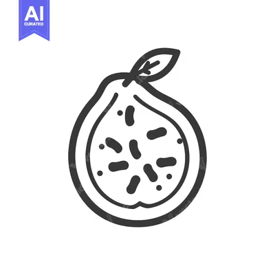Premium design asset: Hand-Drawn Line Art Illustration of a Guava Fruit