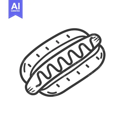 Aset premium populer: Hand-Drawn Line Art Illustration of a Hot Dog with Mustard