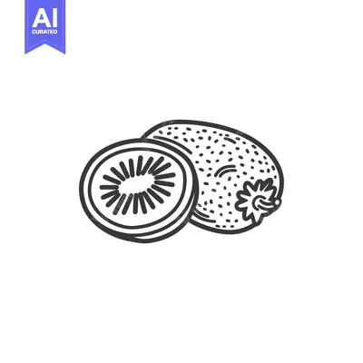 Aset premium populer: Hand-Drawn Line Art Illustration of a Kiwi Fruit