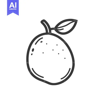 Popular premium asset: Hand-drawn line art illustration of a lemon with a leaf