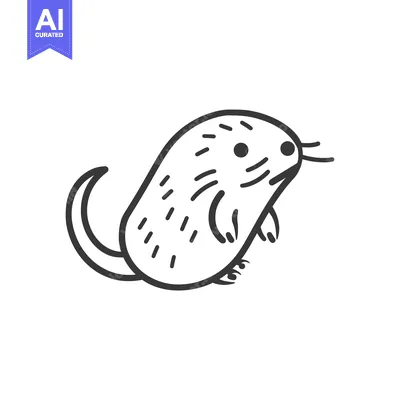 Hand-Drawn Line Art Illustration of a Mole