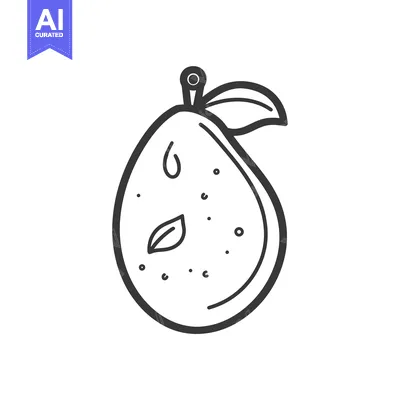 Premium design asset: Hand-drawn Line Art Illustration of an Avocado